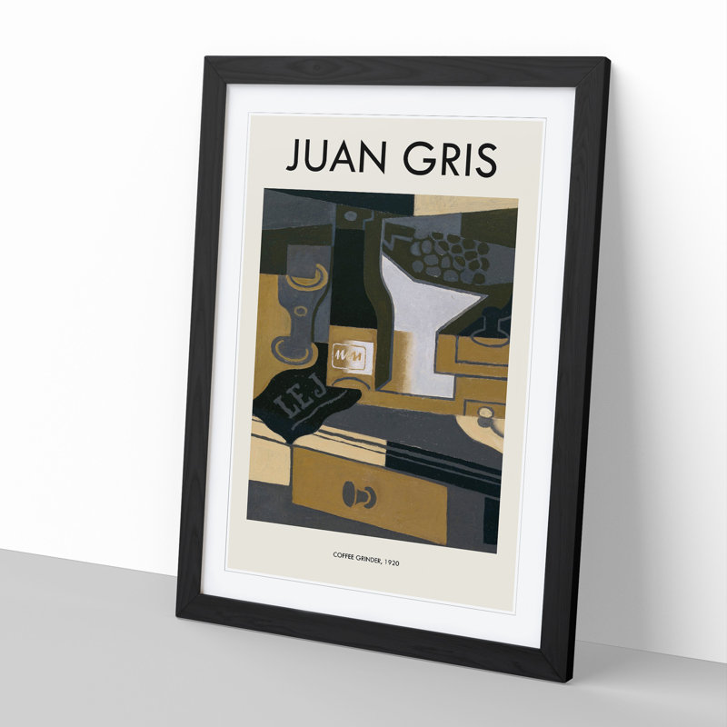 The Moulin Cafe by Juan Gris - Picture Frame Painting, Black Framed, 65cm H x 48cm W x 2cm D