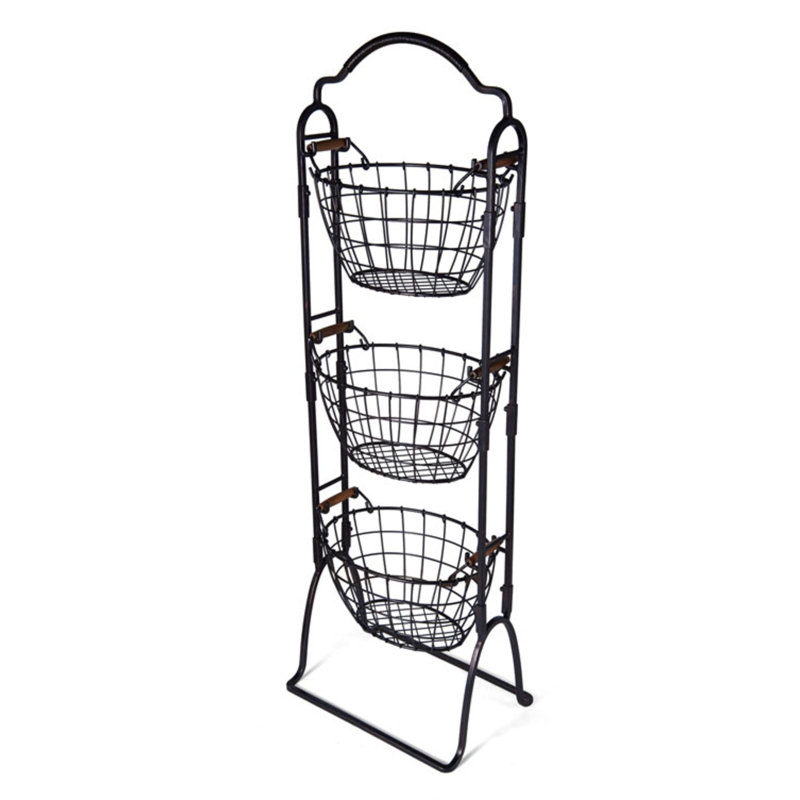 Harbor Antique Black 3-Tier Adjustable Metal Storage Basket
