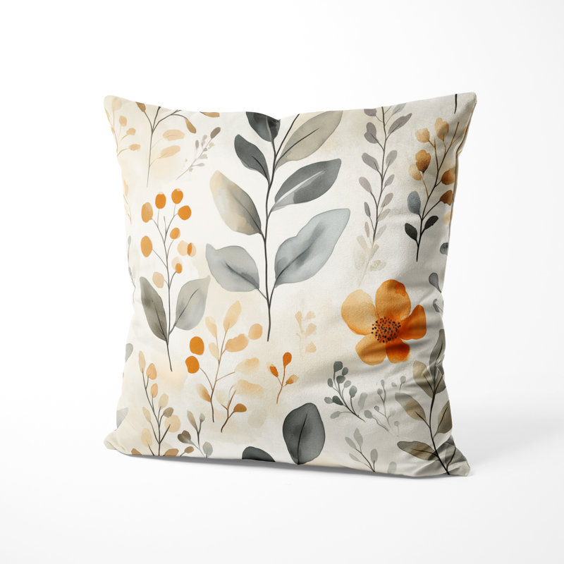 Coussin décoratif Boho - Orange Botanical Sand Garden, H 16 po x l 16 po