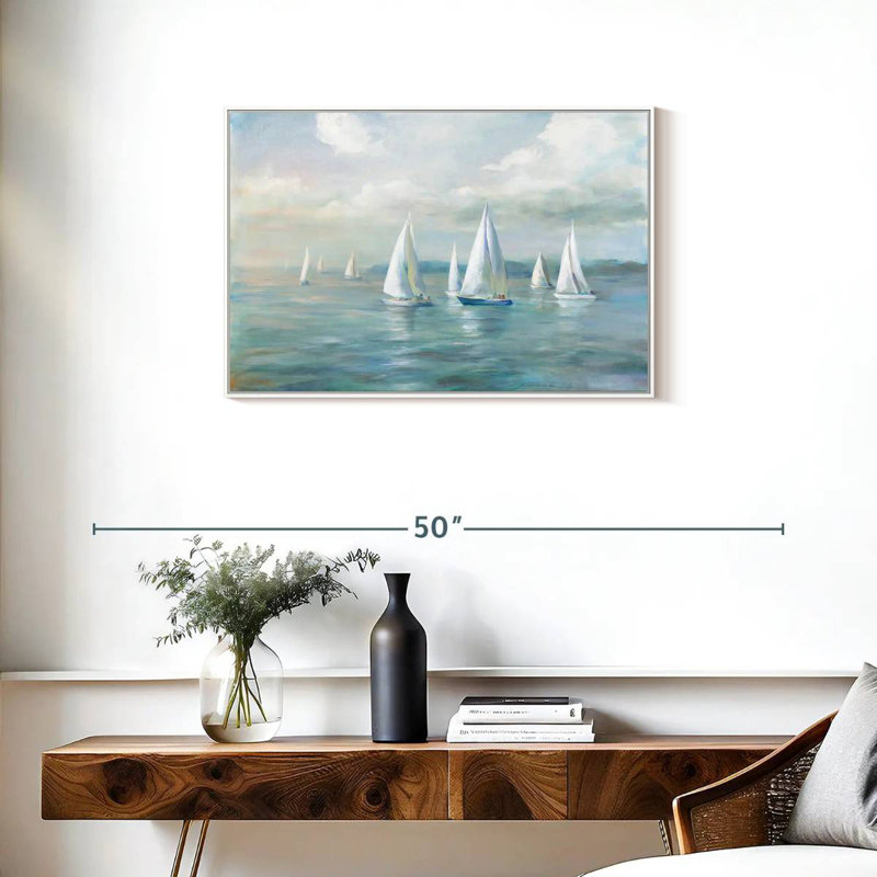 En route pour l'océan, Cadre flottant blanc, 31 po x 21 po