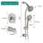 Drillfree Stainless Steel Slide Bar Combo Rain Showerhead 7Setting Hand, Dual Shower Head Spa System With Tup Spout (Roughin Valve Included)-124944830