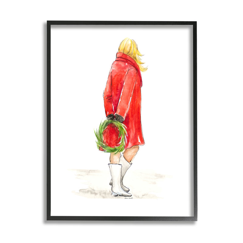 Glam Fashion - Veste de Noël rouge avec couronne par Lanie Loreth - Peinture, H 20 po x l 16 po