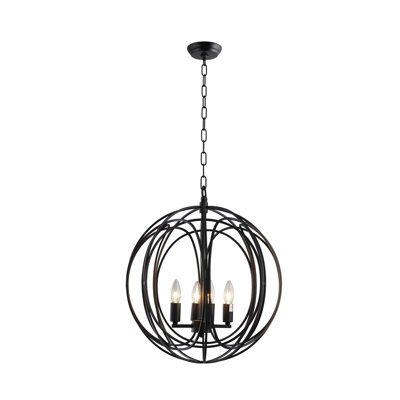 Lustre orbe 4 lumières au fini noir mat