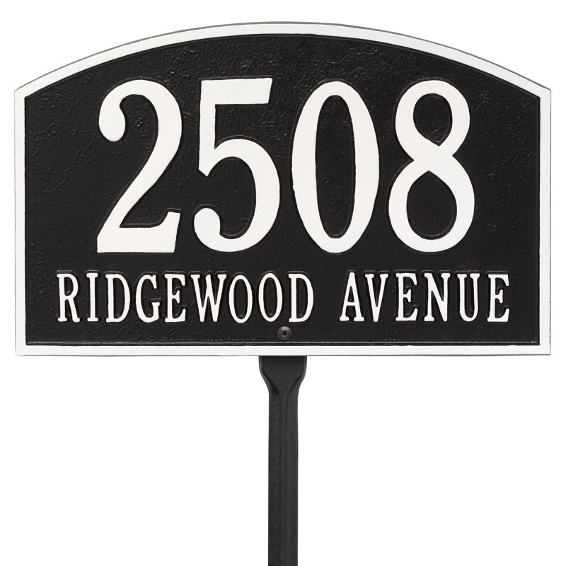 Legacy 2-Line Lawn Address Sign, Black / White, Yes