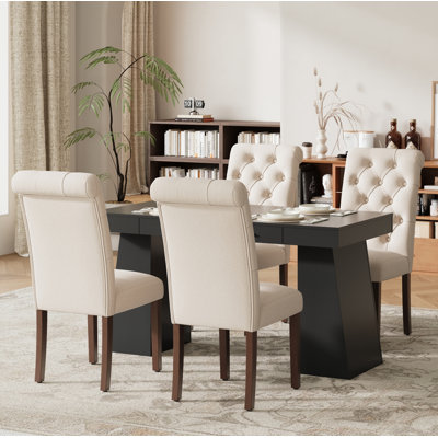 Solid Wood Dining Table Set With 2 Drawers