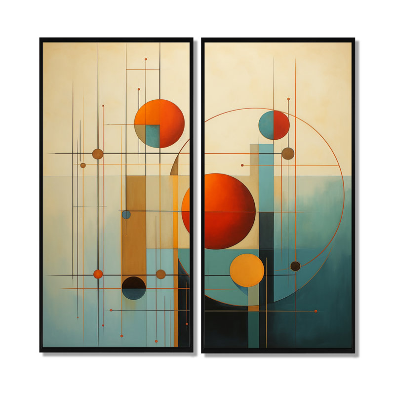 «Serendipity Abstract Mid-Century Geometrics VI», reproduction sur toile abstraite de style Mid-Century, 32" H x 32" W, Black
