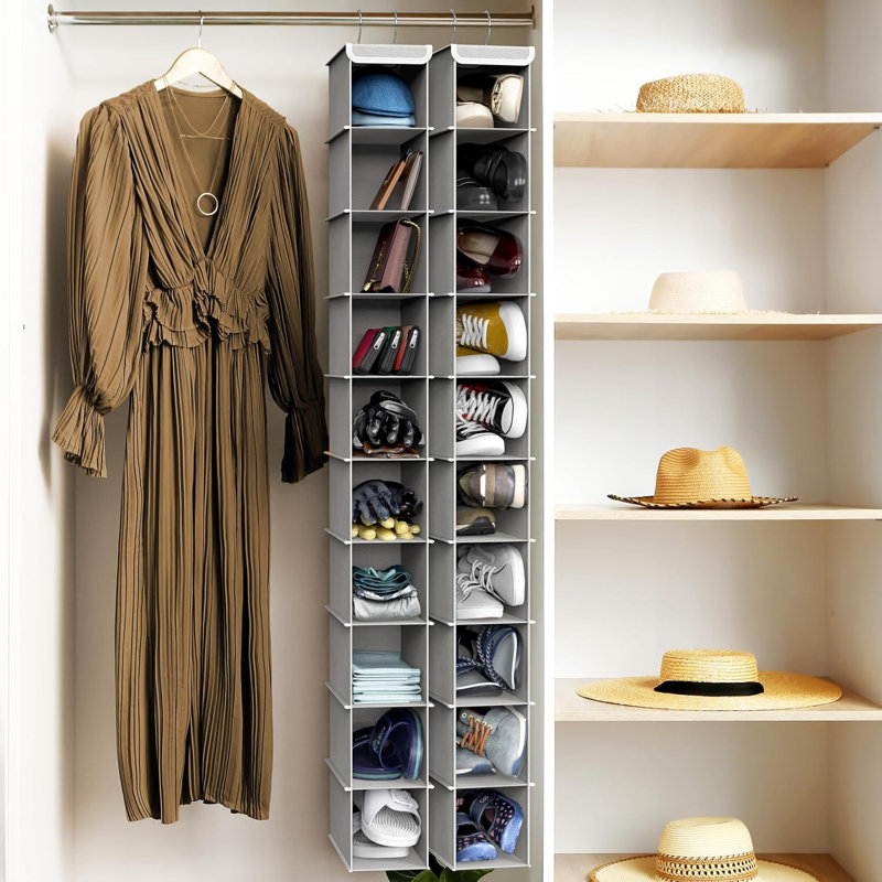 2 Pack 10 Shelves Hanging Organizer, Gray