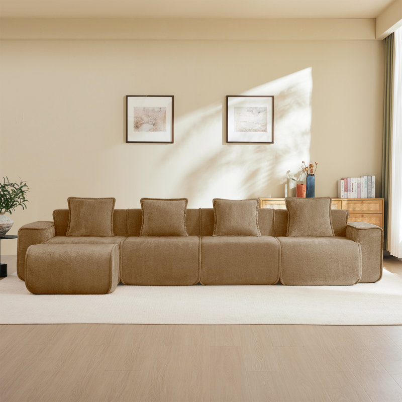 Canapé modulaire en L spacieux et modulaire en velours pour la maison