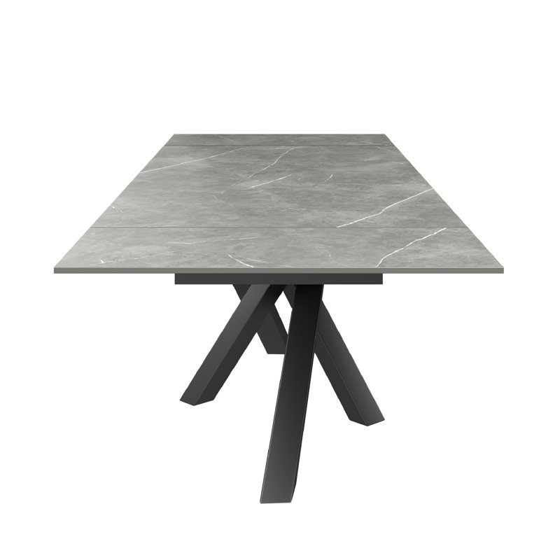 Sang Rectangular Extending Ceramic Dining Table, 76 x 240 x 90cm, Dark Grey