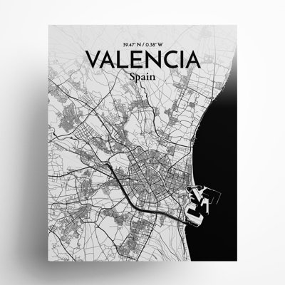 Valencia, carte de la ville, impression