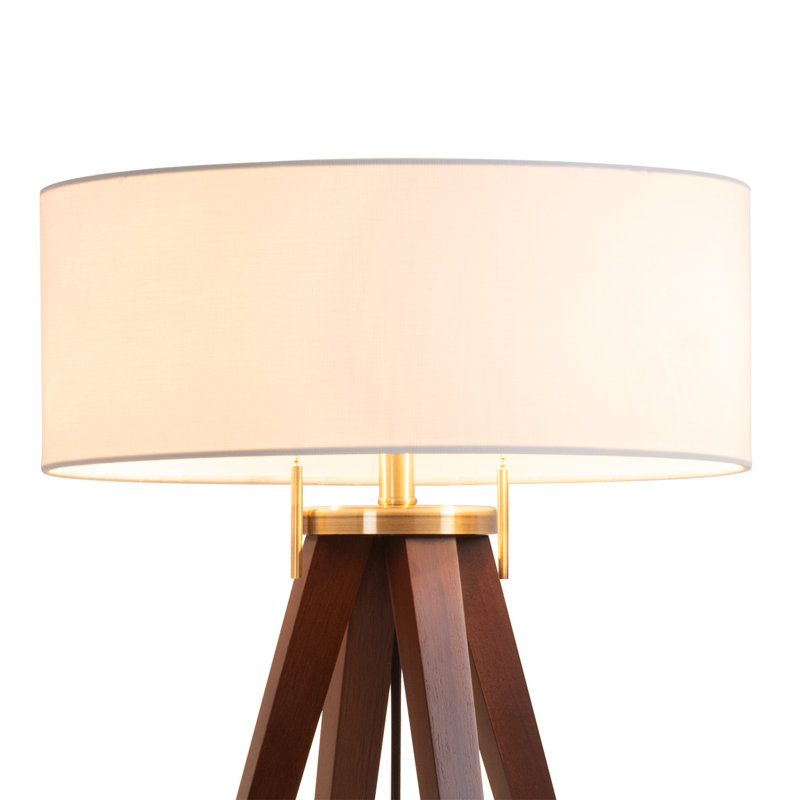 Quattro Solid Wood 31" Tripod Table Lamp, Dark Walnut