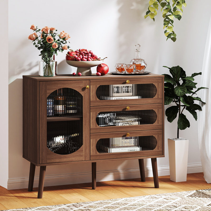  39.5“ Modern Sideboard With Glass Doors