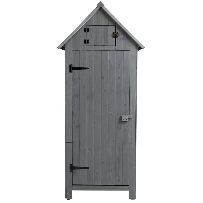 30.3"L X 21.3"W 70.5"H Outdoor Storage Tool Shed, Gray, Solid Wood Frame, Waterproof Asphalt Roof, Ample Space For Tools
