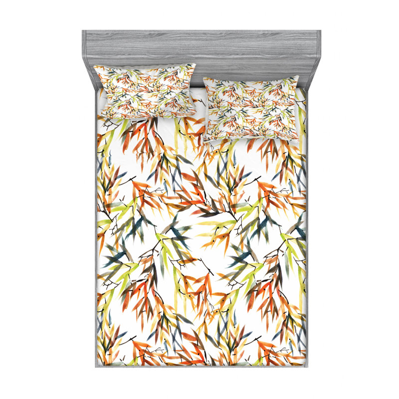 Microfiber Floral Sheet Set, Queen Sheet Set + Fitted Sheet + 2 Pillowcases