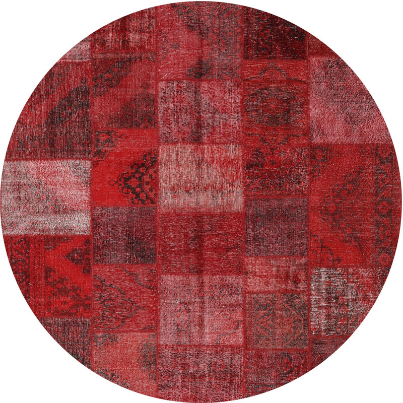 Tapis de zone rouge contemporaine, Rond 7 pi