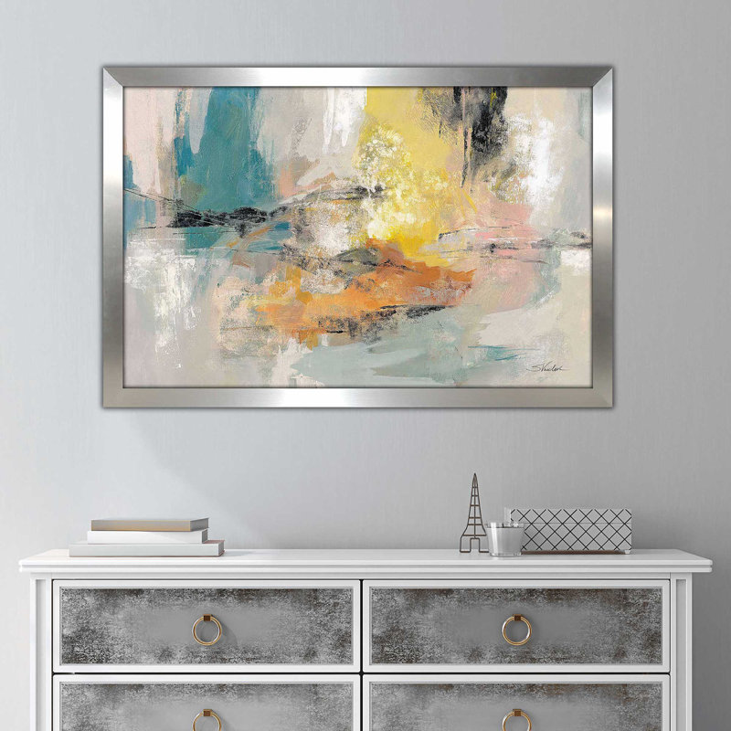 «Seaside Ambience» par Silvia Vassileva - Peinture, Encadrement argenté, H 21,5 po x l 27,5 po x P 0,75 po