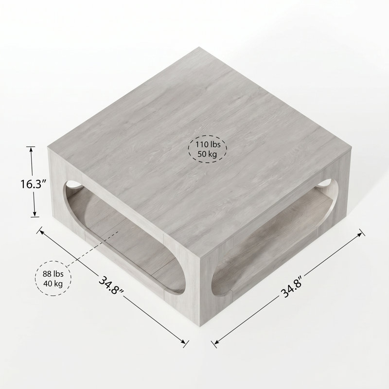 Inniss Square Coffee Table, Dusty Gray Oak