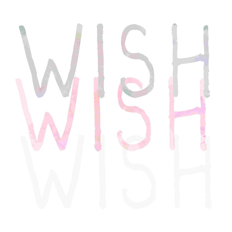 «Wish Wish Wish», art textuel sur toile tendue, H 12 po x l 12 po