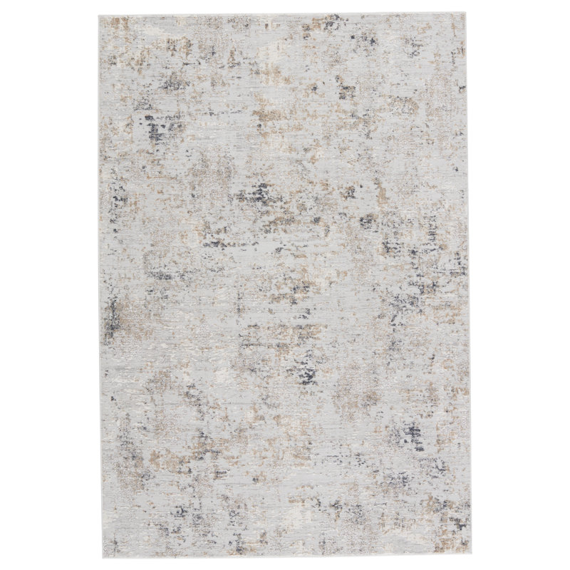 Tapis abstrait gris clair, Rectangle 11 pi 10 po x 14 pi