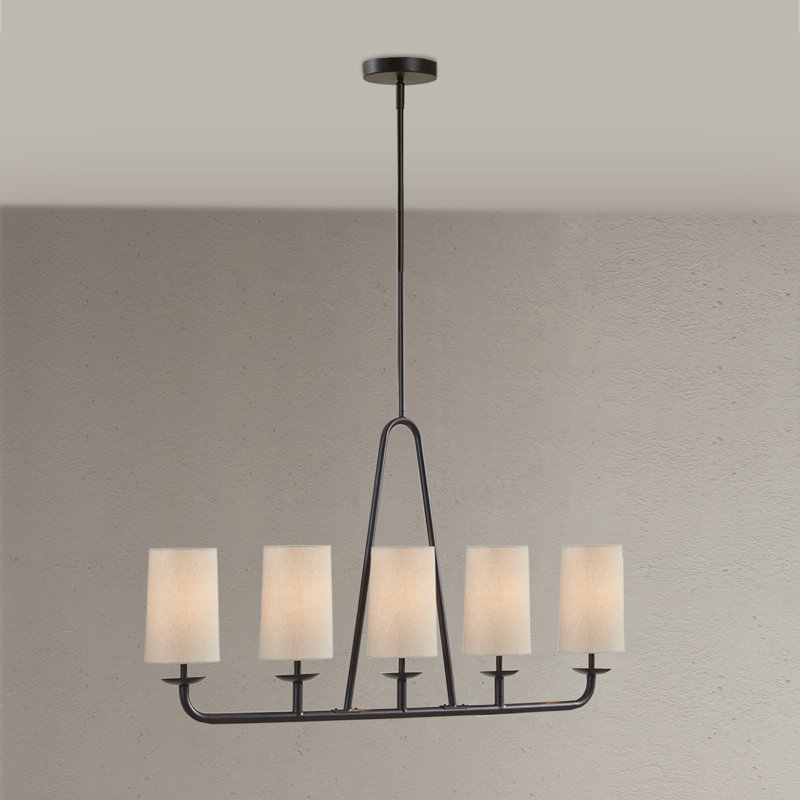 Serenitie Bronze Linear Chandelier with Tapered Drum Shades