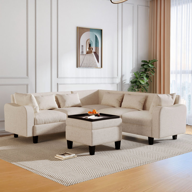Canapé modulaire 2 pièces Keanan, Lin beige
