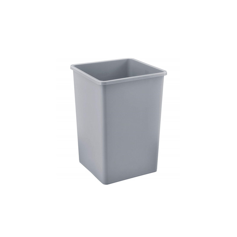 Poubelle industrielle en plastique 35 gallons, carrée, légère, grise