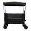 Chariot allongé pliable pliable avec auvent, capacité de poids de 480 lb, chariot de jardin pliant robuste avec de grandes roues tout-terrain et porte-boissons, poche latérale et freins, moustiquaire