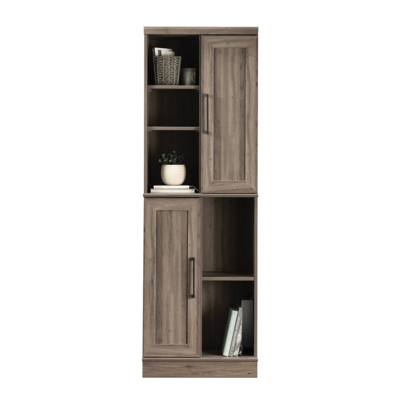 Armoire de rangement polyvalente, brun gris, usages multiples, tablettes réglables, portes, base, dimensions compactes, installation simple, solution de rangement pour salle de bain, cuisine, bureau gris