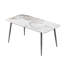 Table de salle à manger 62,99 po en pierre artificielle moderne à bord droit gris foncé et pieds en métal gris foncé pouvant accueillir 6 personnes (table de salle à manger seulement)-2108409312-2108409318-2094658336