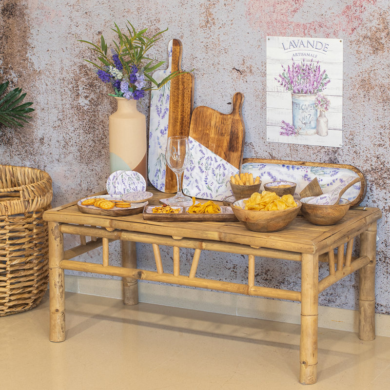 Neymar Home Decor Cut Table Lavender Boxes and trays | Rectangular Brown Table - 3x35x19cm