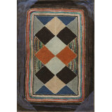 American Hooked Wool Small Scatter Size 1920s Antique Rug