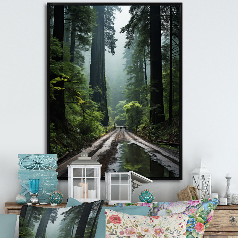 États-Unis, Jedediah Smith, forêt de séquoias, reproduction sur toile, H 20 po x l 12 po x P 1 po, Cadre flottant noir