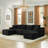 Modern Black U-shaped Sectionals, Plush Corduroy, Living Room Comfort
