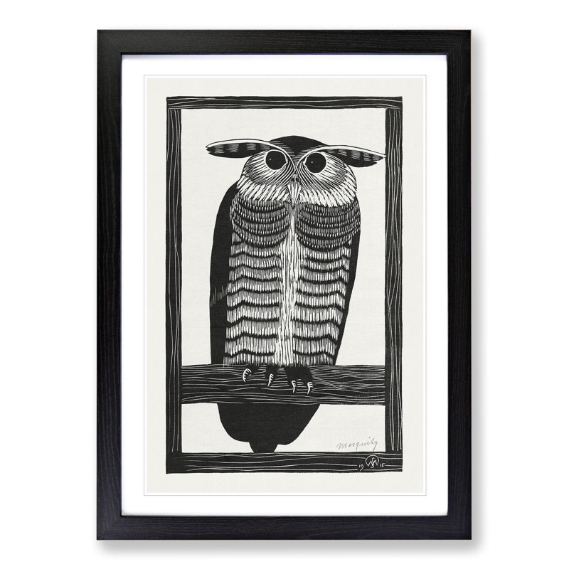 Horned Owl by Samuel De Mesquita - Picture Frame Painting, Black Framed, 90cm H x 65cm W x 2cm D