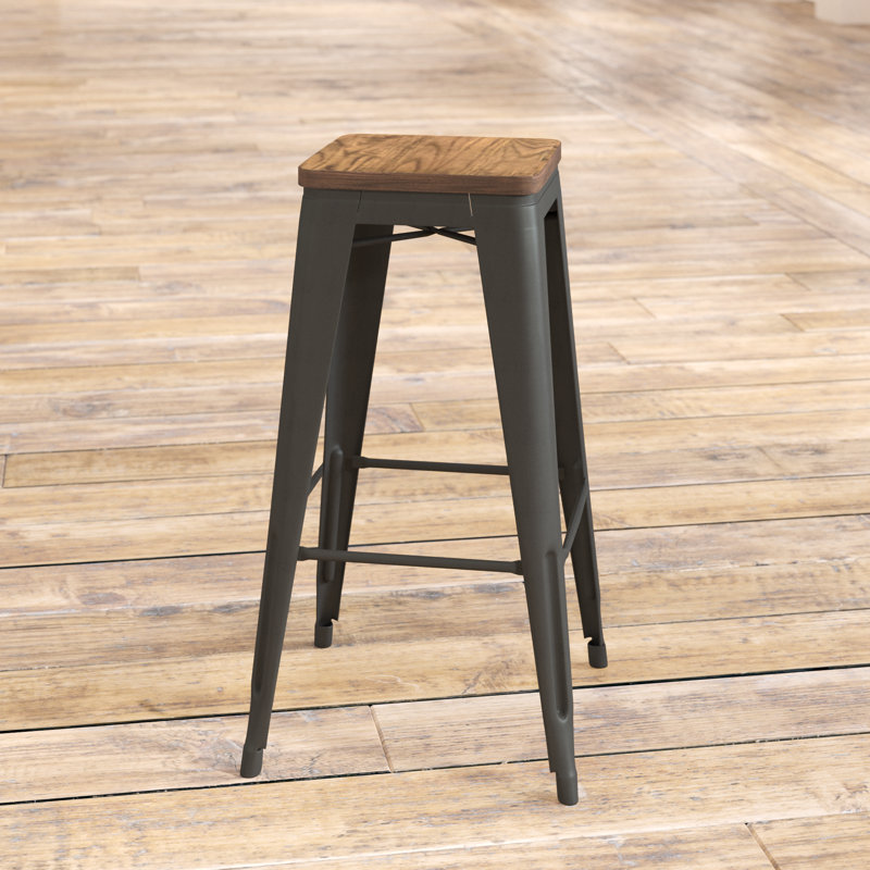 Natascha Counter Stool with Metal Frame, Rustic Gunmetal
