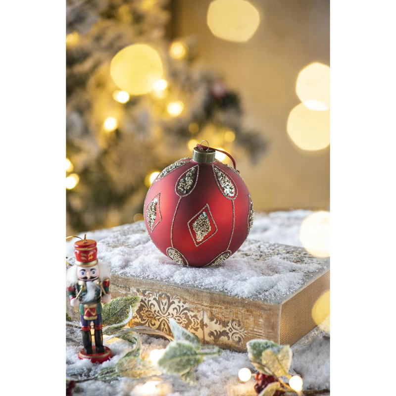 Ornements de boule de Noël D4,7 ", boules de Noël suspendues en verre pour décorations de fêtes, lot de 4, Ensemble de 4