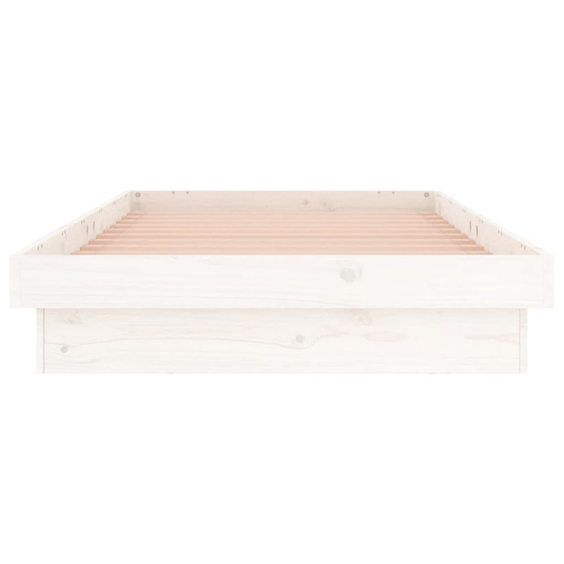 LED Bed Frame Solid Wood, Single (3'), White