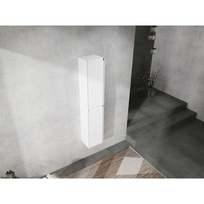 12-Inch Bathroom Float Mounting Side Cabinet With 2-Soft Close Doors