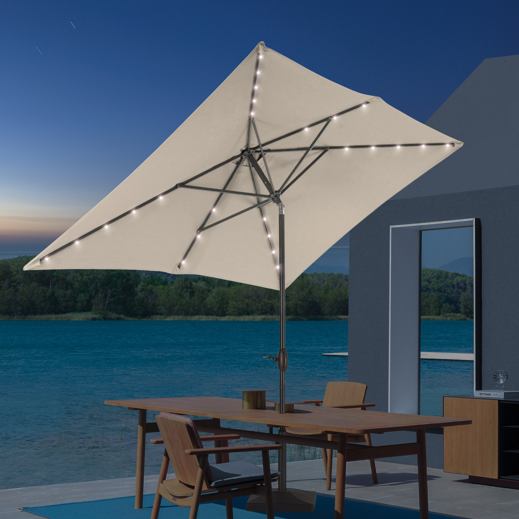 6 square cantilever patio umbrella Mojia with Cross Base and Cover Included With its 360 rotation and 6 adjustable tilt angles 6.5x10 ft Cantilever Patio Umbrella