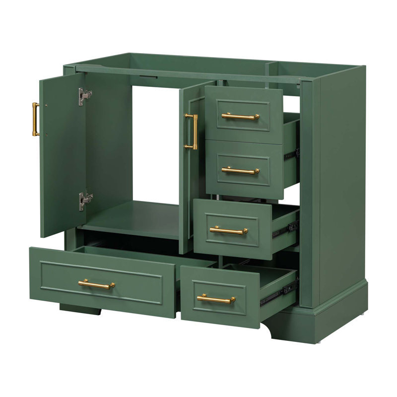 (Armoire seulement) Base de meuble-lavabo en bois avec 2 portes et 4 tiroirs