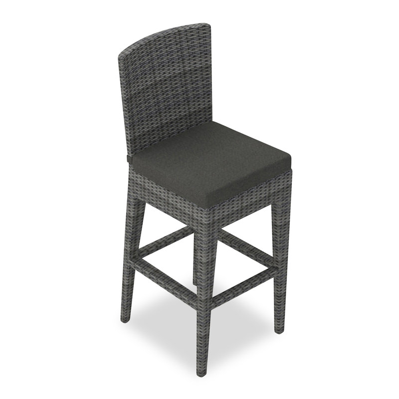 District Outdoor Bar Stool, Canvas Charcoal Sunbrella® Canvas