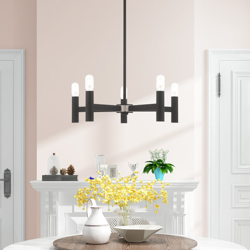 Martella 5-Light Chandelier, Noir, H 6 po x l 25 po x P 25 po