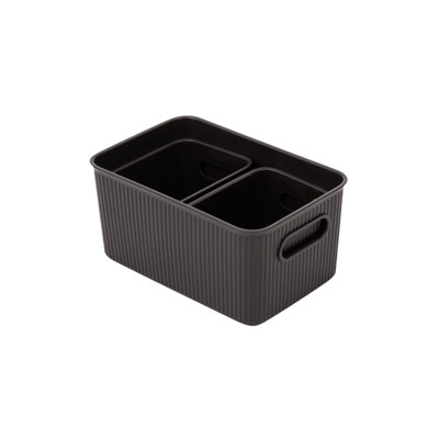 Ribbed 3 Piece Plastic Bin Set