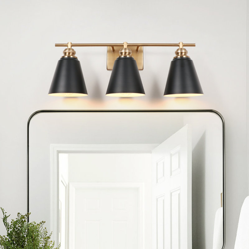 23'' 3 - Light Dimmable Black & Gold Bathroom Vanity Light, 3