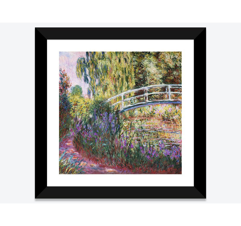 «The Japanese Bridge» par Claude Monet, reproduction, H 16 po x l 16 po x P 1 po, Papier encadré noir