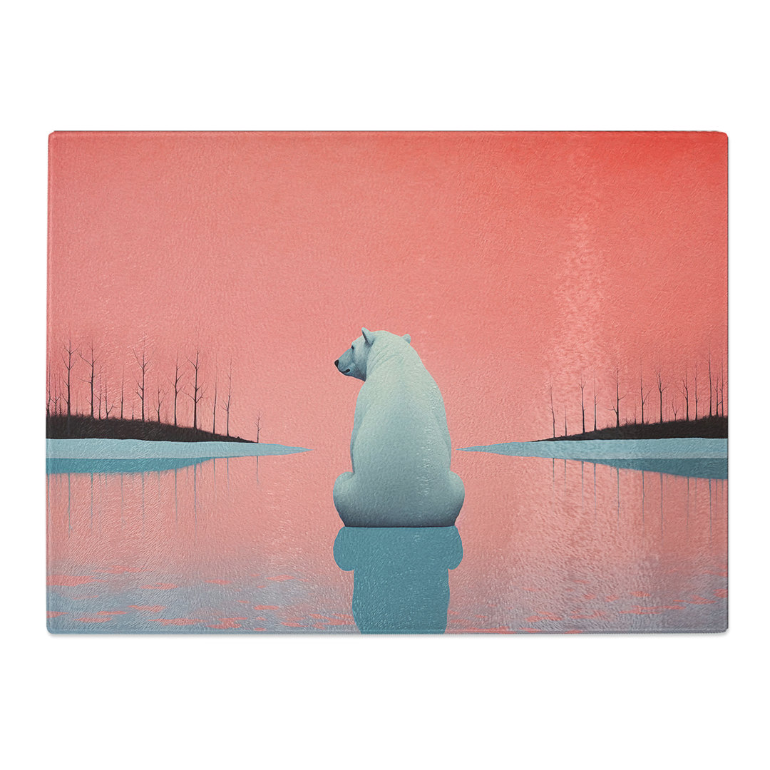 Polar Bear Minimalism  Glass Chopping Board