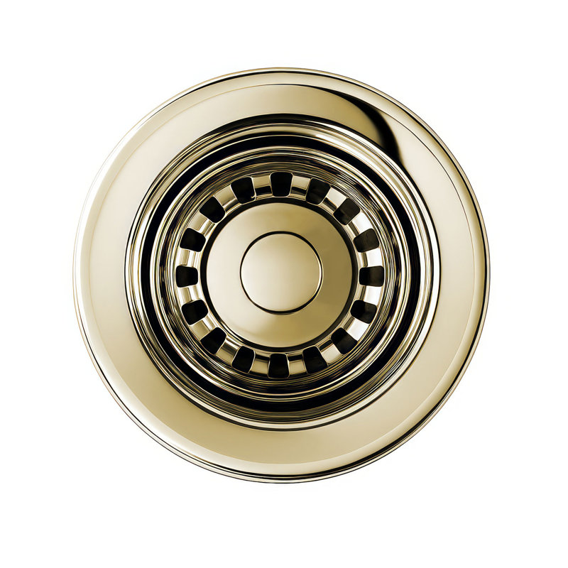 Whitehaus 2" Kitchen Basket Strainer, Polished Brass