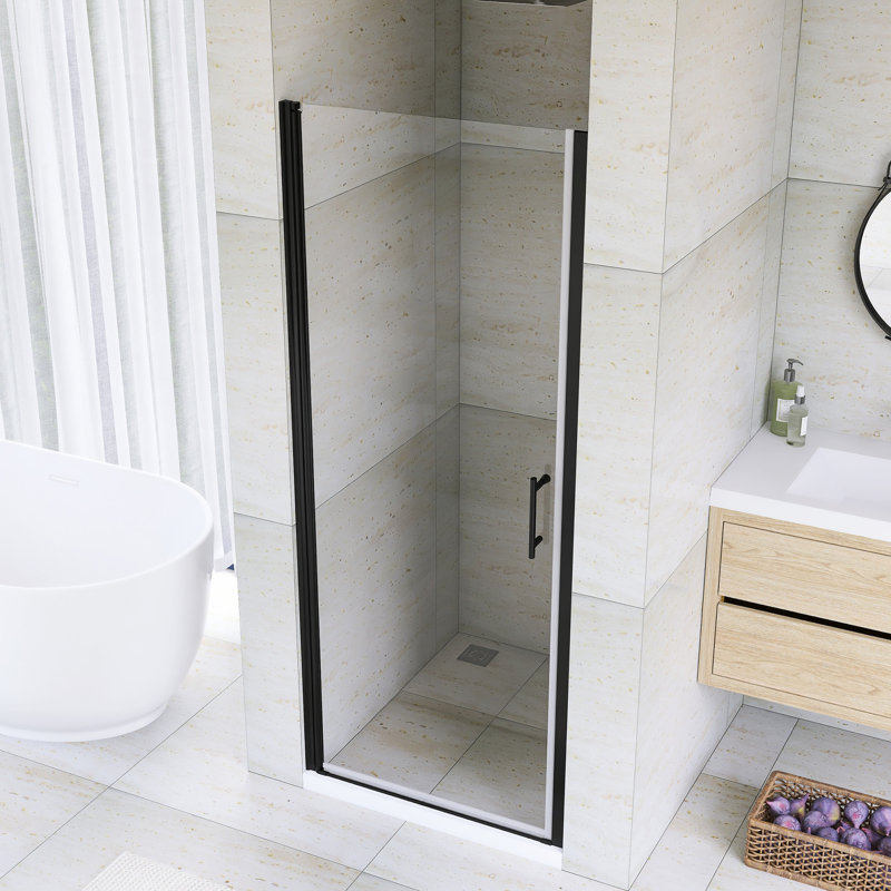 Porte de douche pivotante 30-31 3/8 po, Noir mat