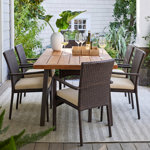Anivea 7-Piece 6-Person Solid Teak Wood Dining Set with Cushions