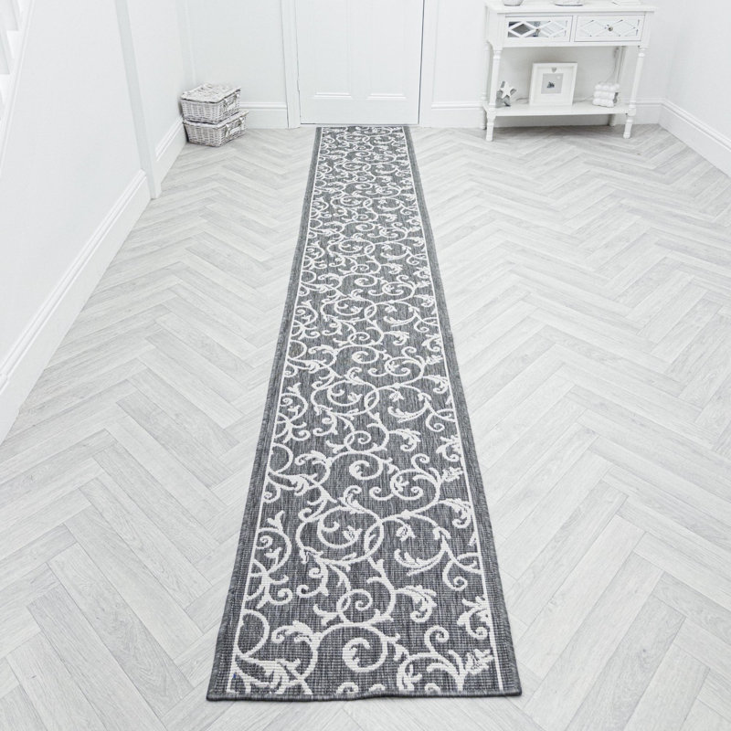 Runner Damask Flatweave Area Rug, Runner 60 x 360 cm